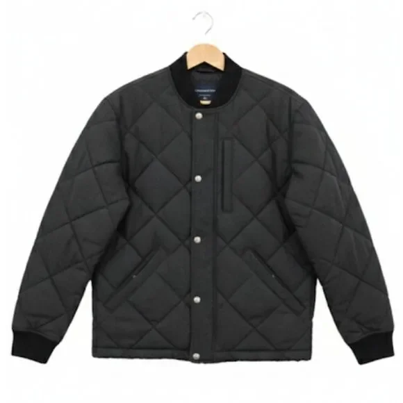 Abercrombie & Fitch mens medium quilted bomber jacket dusty black varsity